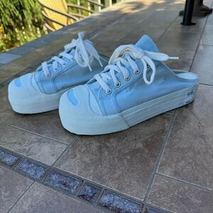 Lord & Taylor Light Blue Canvas Mule Sneakers Platform Slip On 2U5150 Mens 7M